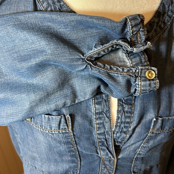 Cloth & Stone Long Sleeve Blue Tencel Tunic Shirt - S - Picture 3 of 7